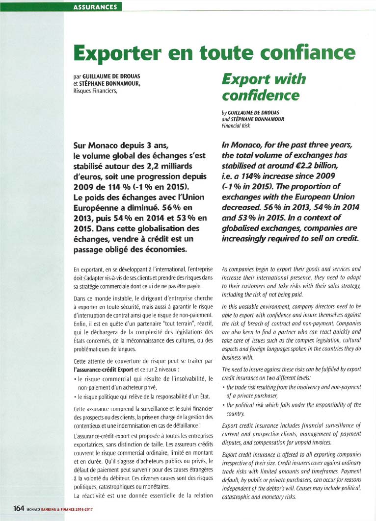 Article dans BANKING & FINANCE