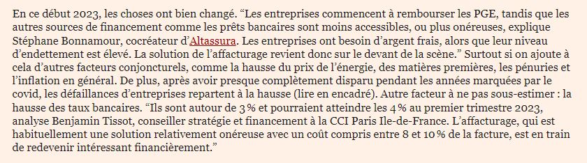 Article LE NOUVEL ÉCONOMISTE : L’affacturage rebondit grâce aux TPE/PME