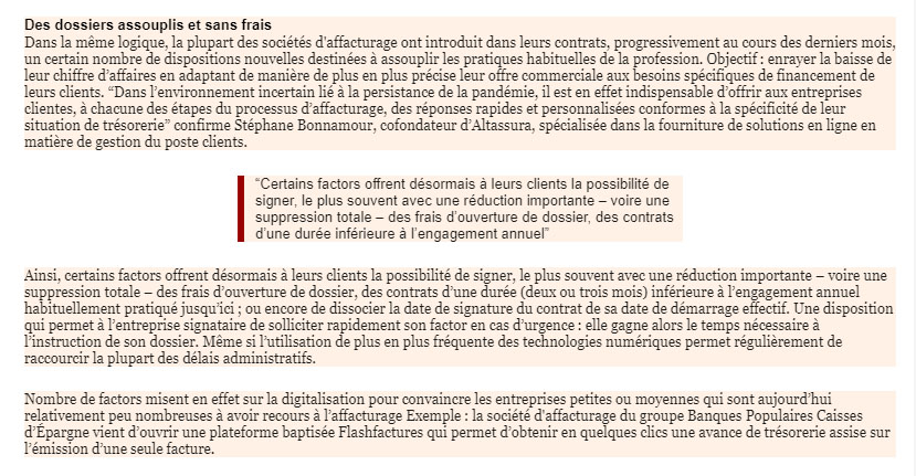 Article LE NOUVEL ÉCONOMISTE : Les factors résilients face à la crise